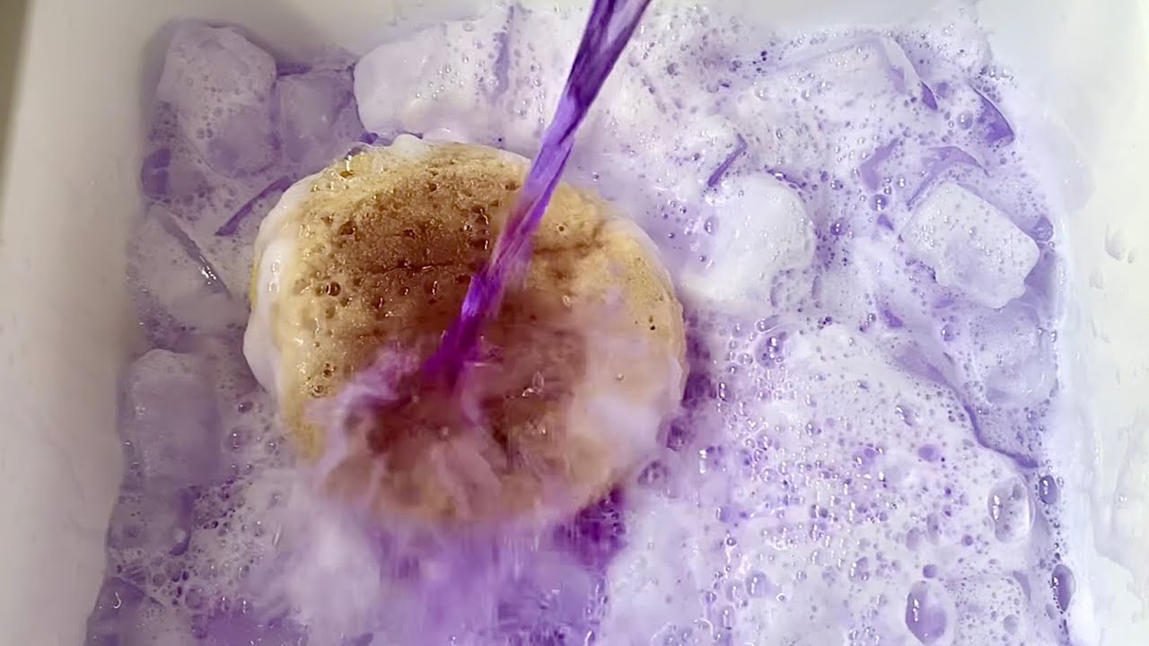 🫧💜🧊 LAVENDER LATTE ON THE ROCKS 🧊💜🫧 (✨Requested✨) - sponge ASMR
