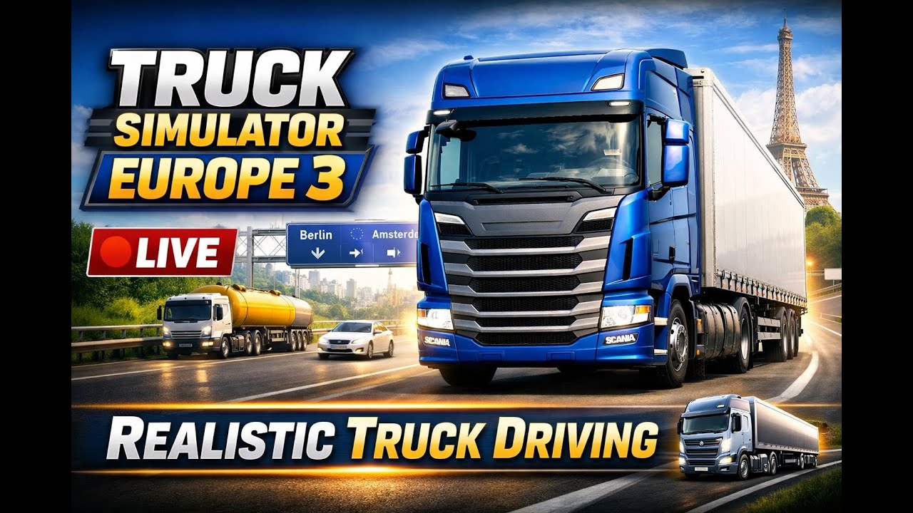 🔴 LIVE | Truck Simulator Europe 3 | Realistic Long Route Drive 🚛