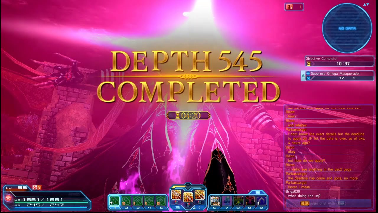 [PSO2 Global] Remnants of a Parallel World / Omega Masquerade Depth 500+ (Etoile No Damage 4:20)