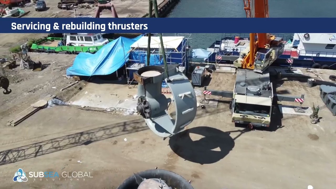 Overhauling demountable thrusters, commercial diving solutions, offshore semi-sub drillship.