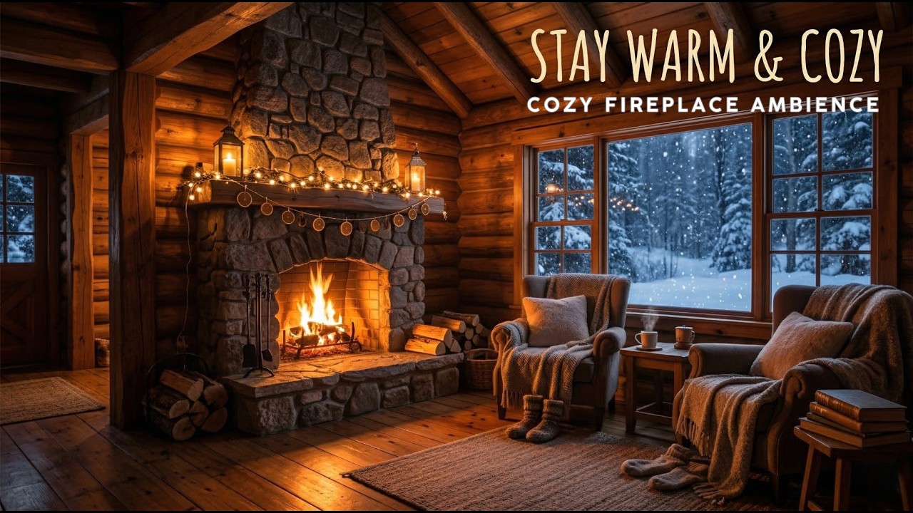 Cozy Fireplace Ambience 🔥 Relaxing Winter Night for Sleep & Study (10 Hours)