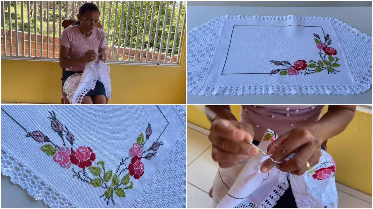 MAIS UMA PEÇA ELEGANTE EM PONTO CRUZ E CROCHÊ