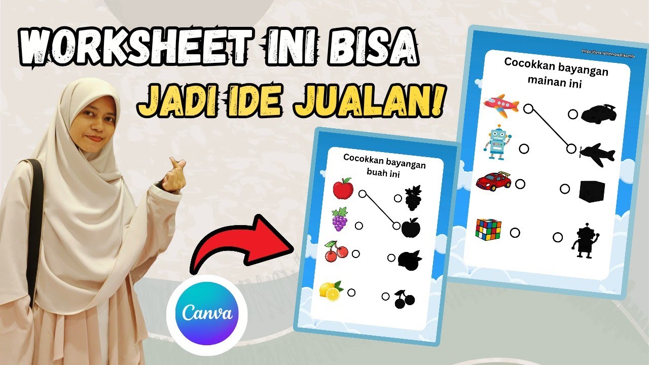 Cara Bikin Worksheet Mencocokkan Bayangan Gambar di Canva