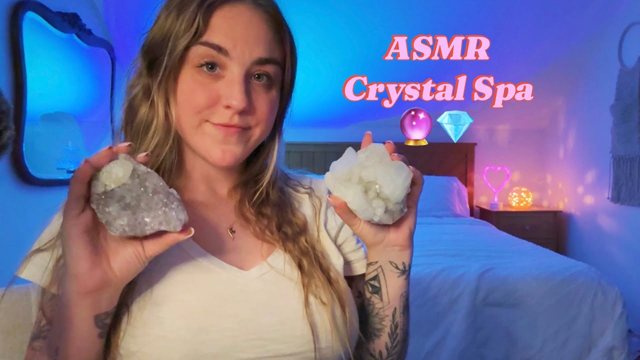 ASMR Crystal Spa | Whispering, Unintelligible Whisper, Layered Sound, Tapping, Hair Brushing