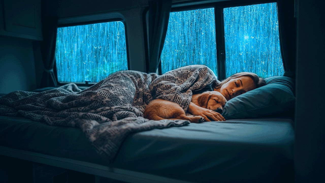 Rain Sounds for Sleeping ⚡ Fall Asleep in 3 Minutes with Heavy Rain & Thunder on a Cozy Car