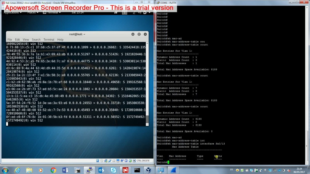 Macflooding Attack on a Cisco 2950 with Kali Linux