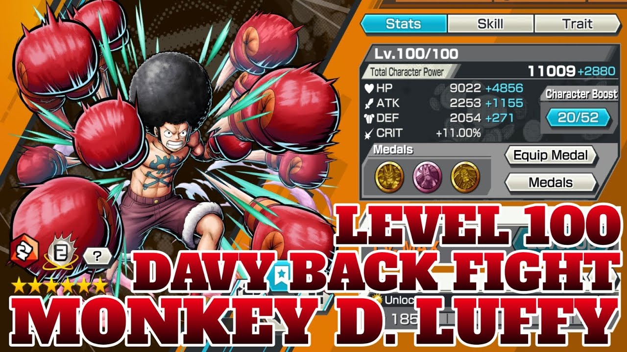 LEVEL 100 DAVY BACK FIGHT MONKEY D. LUFFY GAMEPLAY | ONE PIECE BOUNTY RUSH | OPBR