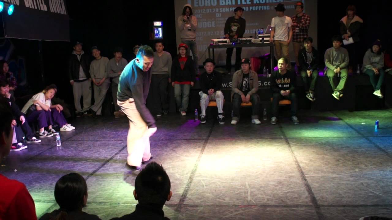 Euro battle Korea Popping 2012 semi final boogaloo kin vs hozin