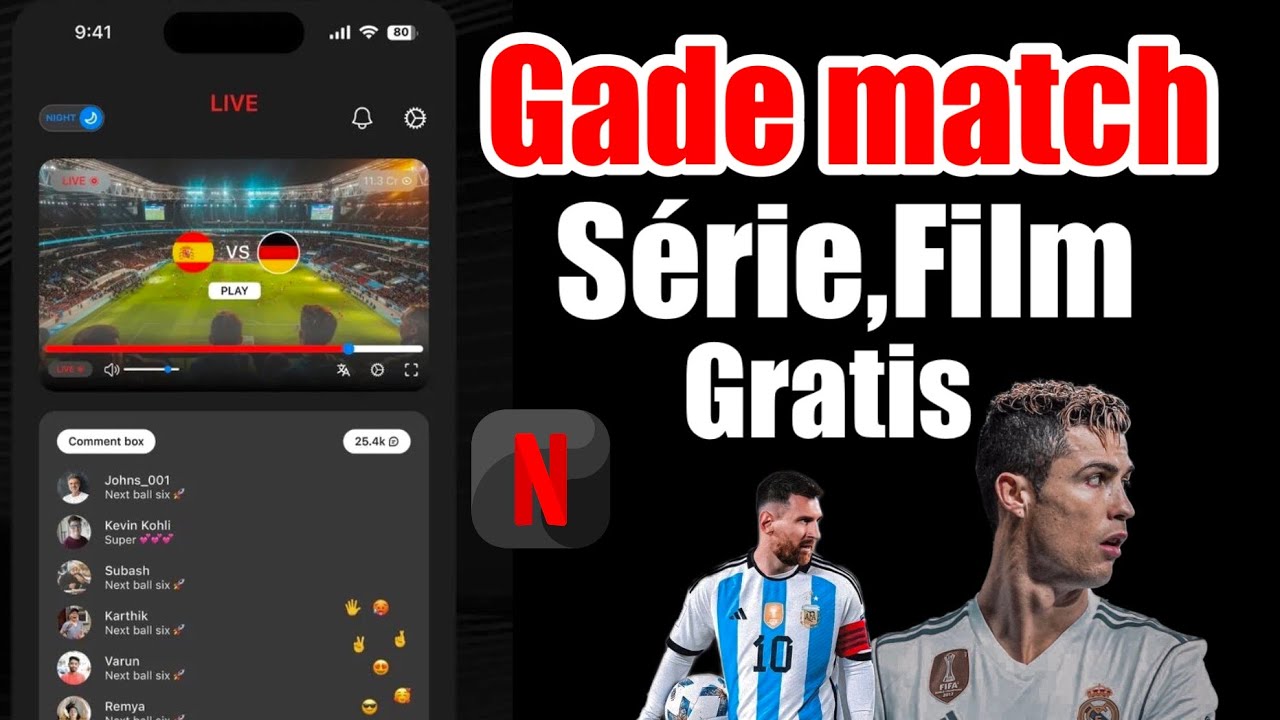 Gade match,s&eacute;rie ak Film gratis ak app sa a!