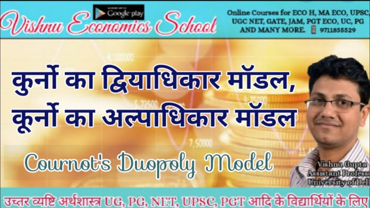 Cournot's Duopoly Model in hindi , कुर्नो का द्वियाधिकार मॉडल, कूर्नो का अल्पाधिकार मॉडल,