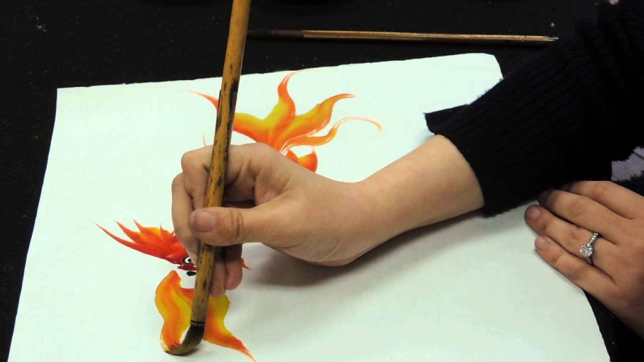Chinese brush painting basics - gold fish