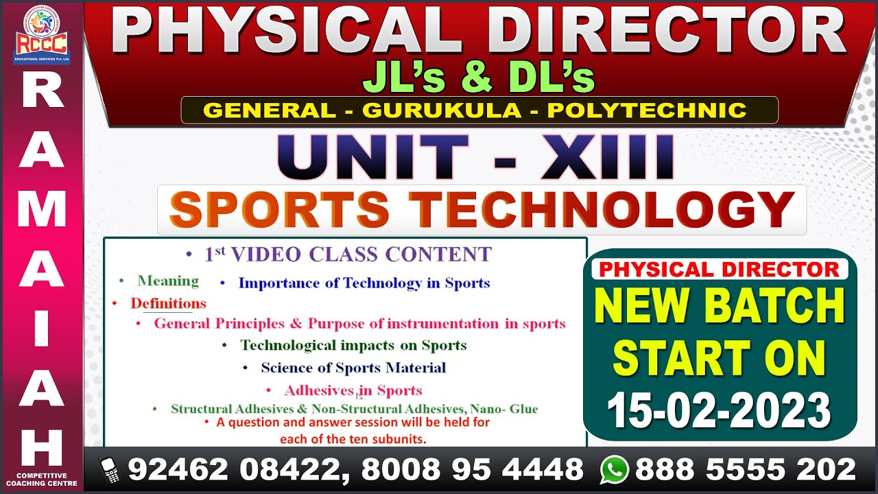 JL's & DL's || PHYSICAL DIRECTOR || SPORTS TECHNOLOGY || UNIT -XIII || RAMAIAH COACHING CENTRE