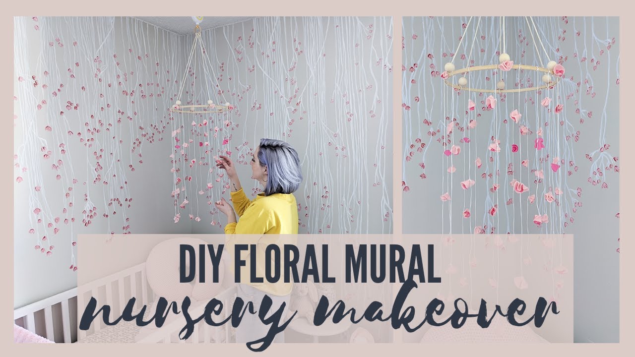 Nursery Transformation! Flower Mural + DIY Mobile| The Diaries of DIY Danie