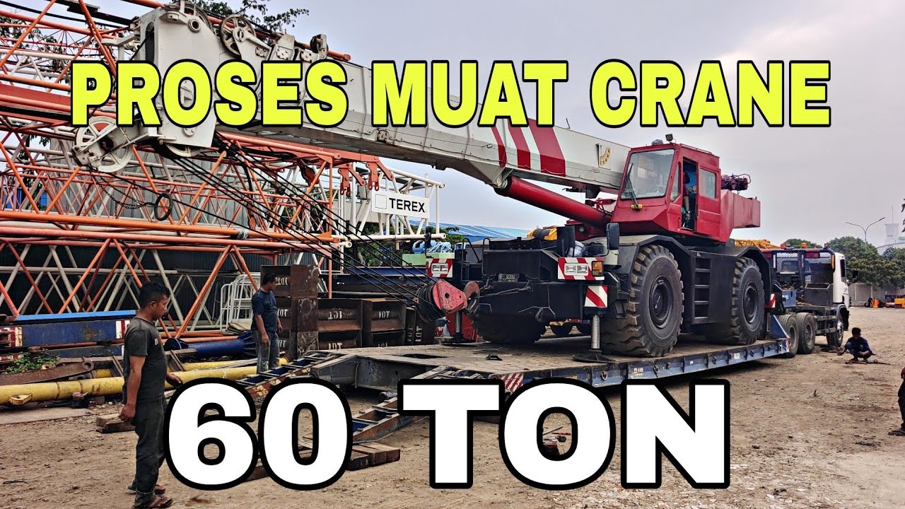 MUAT ALAT BERAT CRANE RAFTER 60 TON ‼️ PAKAI TRUK DOLLY TRAILER 10 METER