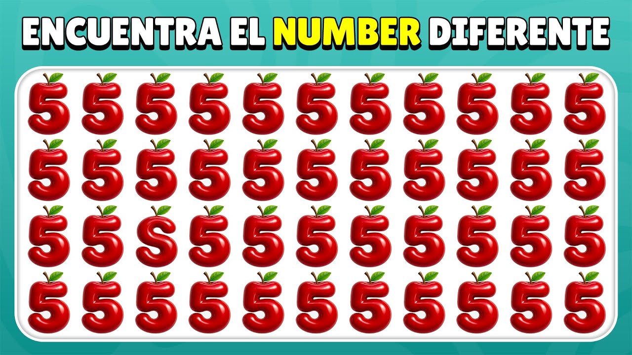 Encuentra el Emoji Diferente - Edición Números y Frutas 🍎🔢 | 40 Niveles Definitivos