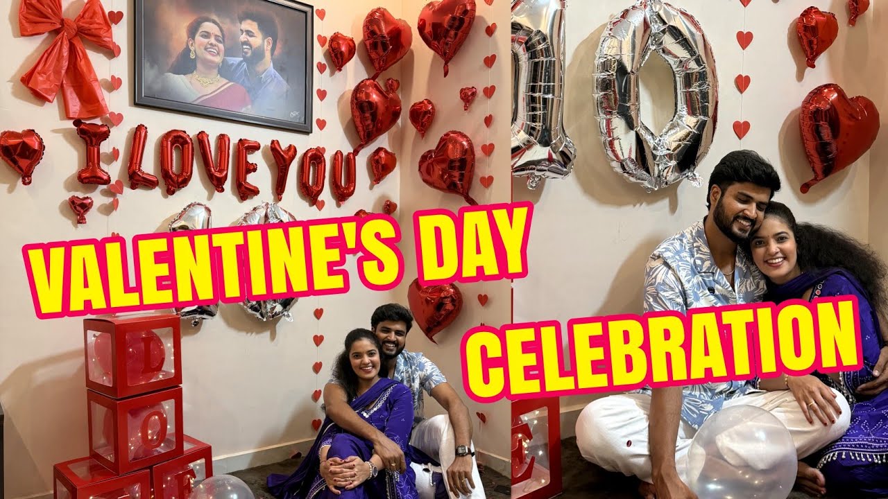 10th Year Valentine’s Day Celebration😍 | ಎಷ್ಟ್ ಚೆನಾಗ್ decor ಮಾಡಿದೀವಿ ನೋಡಿ😍 | Reception | Subscribe🙌🏻