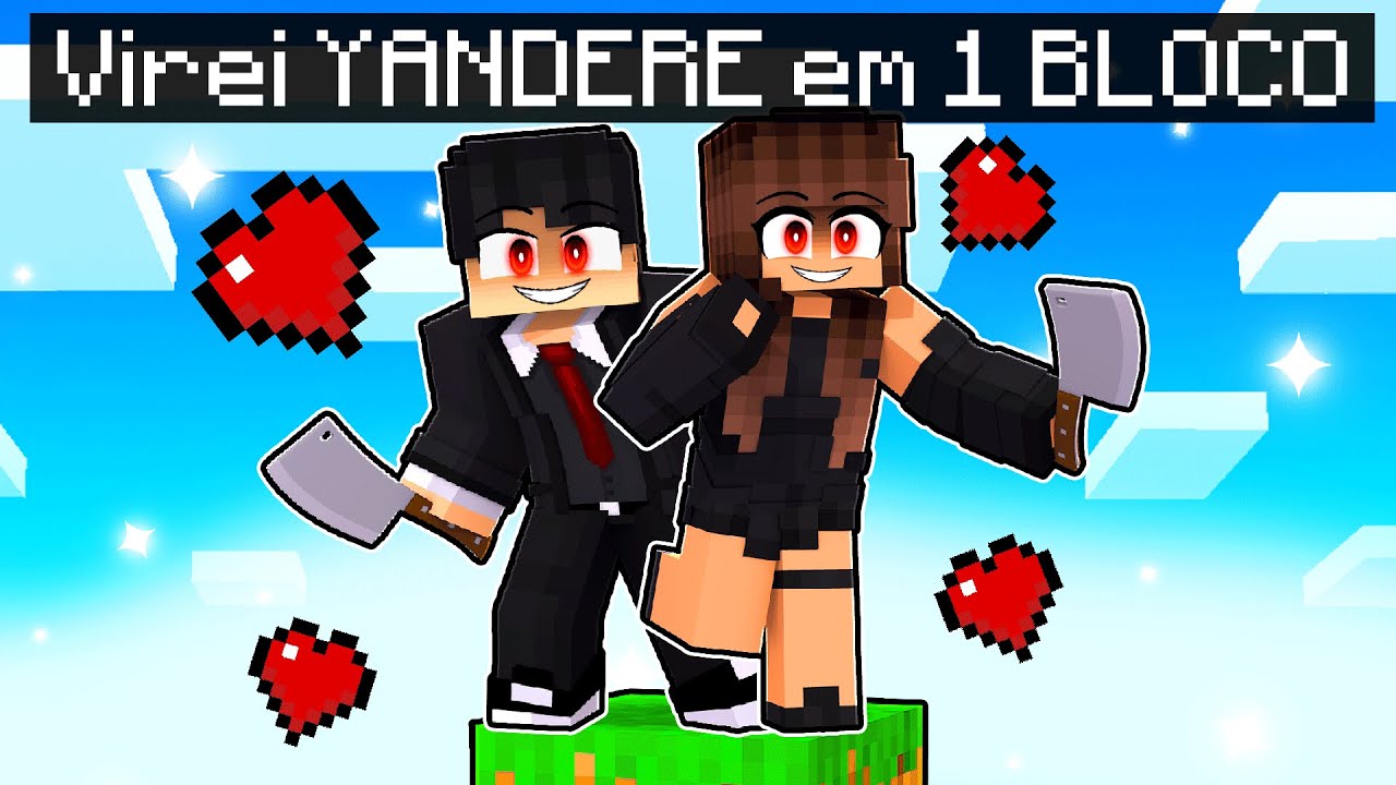 VIREI a MIIKA YANDERE em APENAS 1 BLOCO com o GAROTO YANDERE no Minecraft ◂Miika▸