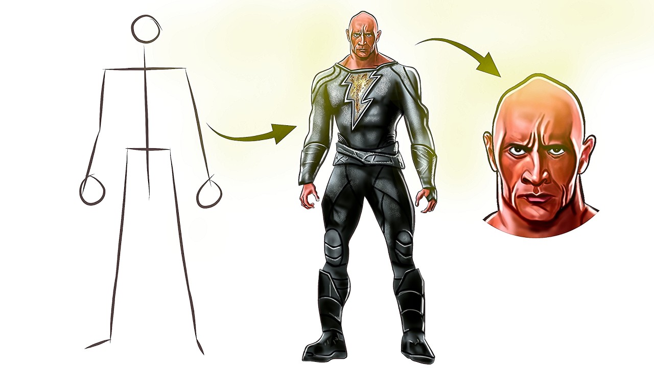 How To Draw Black Adam and Get the Accurate Features  | Easy Step by Step | Dwayne Johnson 