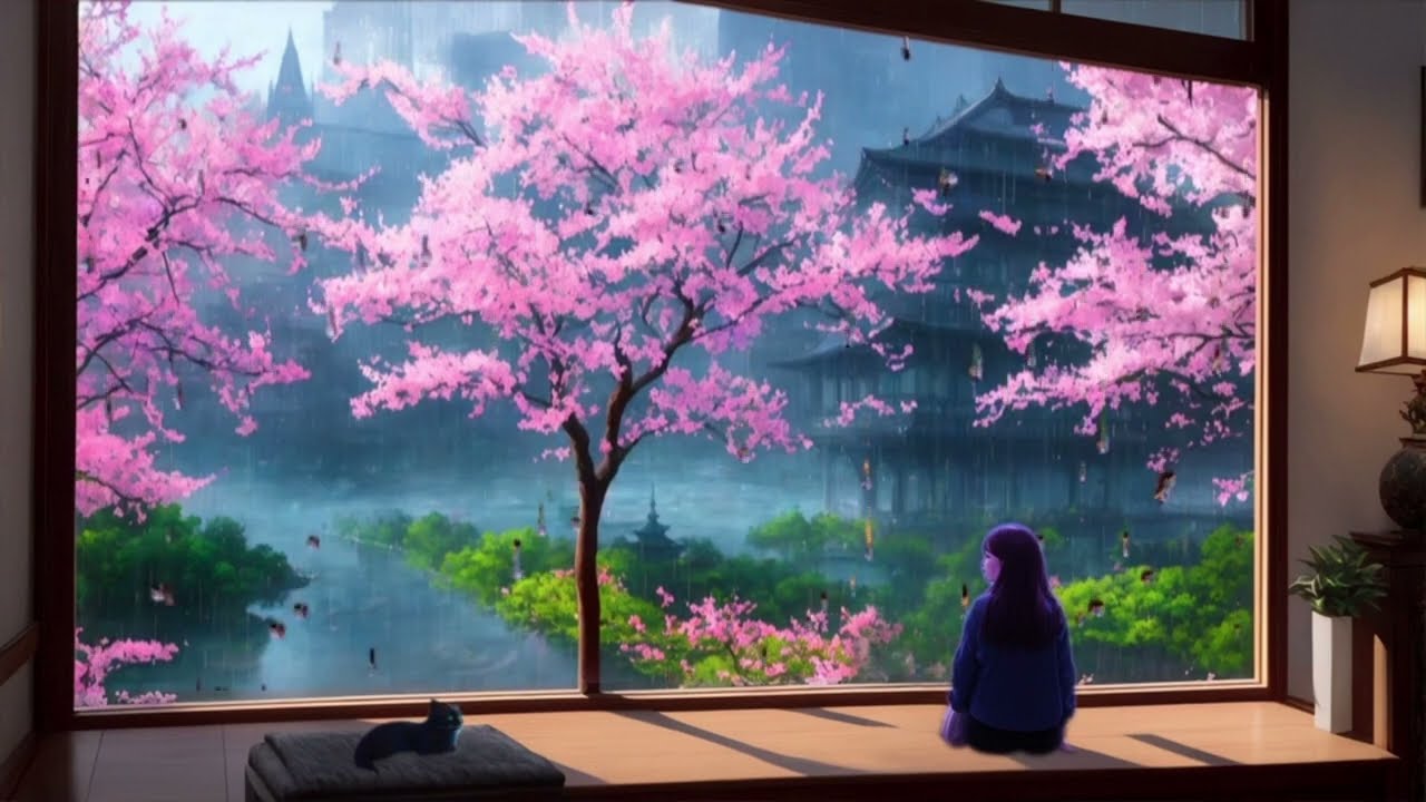 Rain Sound ASMR Feel the spring while looking at the pretty flowers.