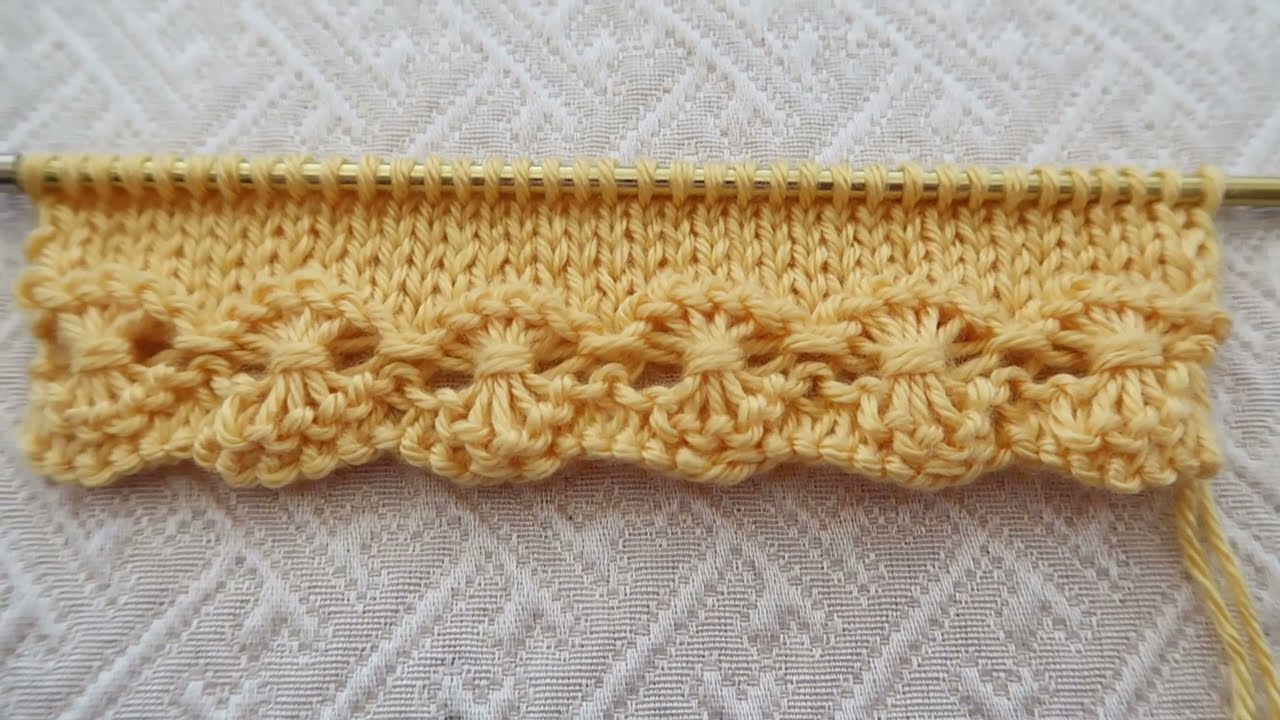 Orilla Ramo De Flores Tejida En Dos Agujas