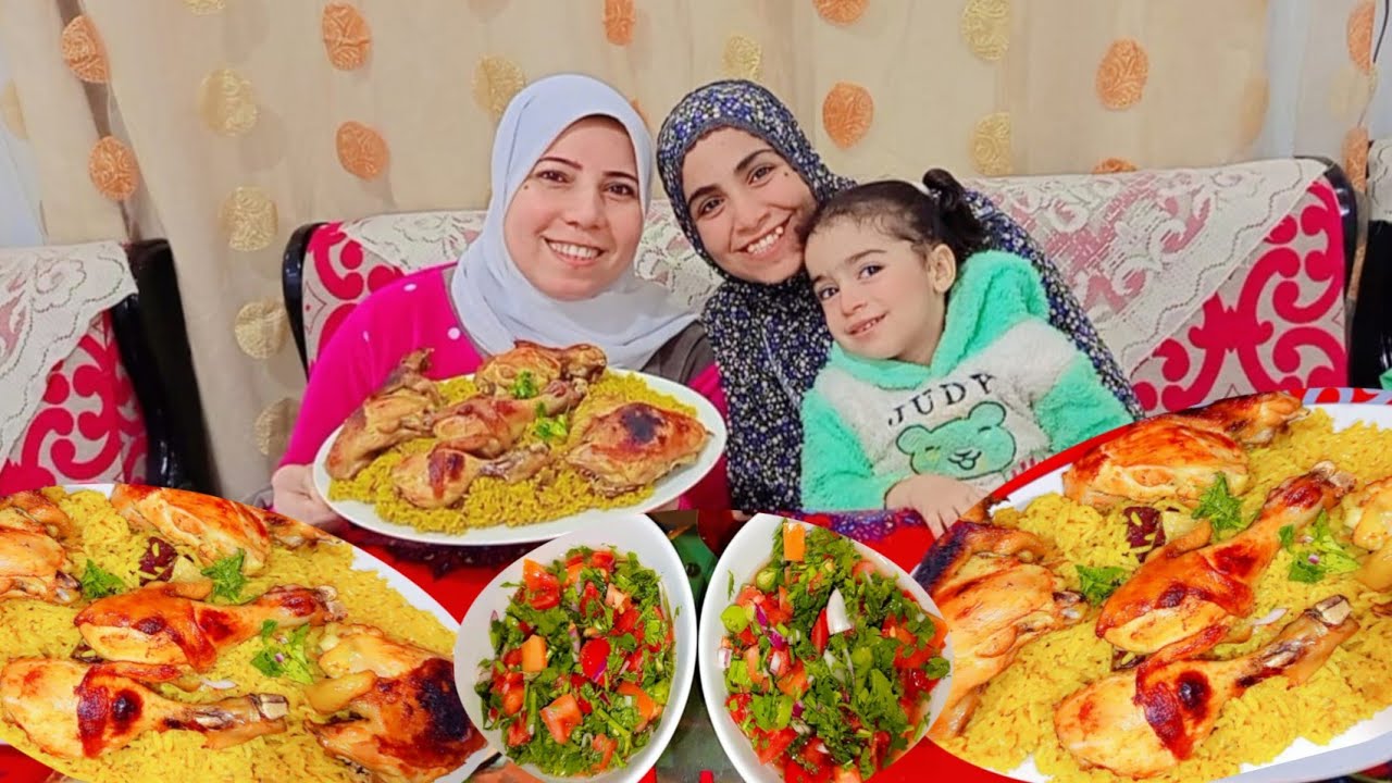 تحدي ثلاث بيني انا ومكه وخلود على احلى كبسه🍗السعودي 🍗بالدجاج والطعم💯الرهيب و السلطه مع العقاب 😱