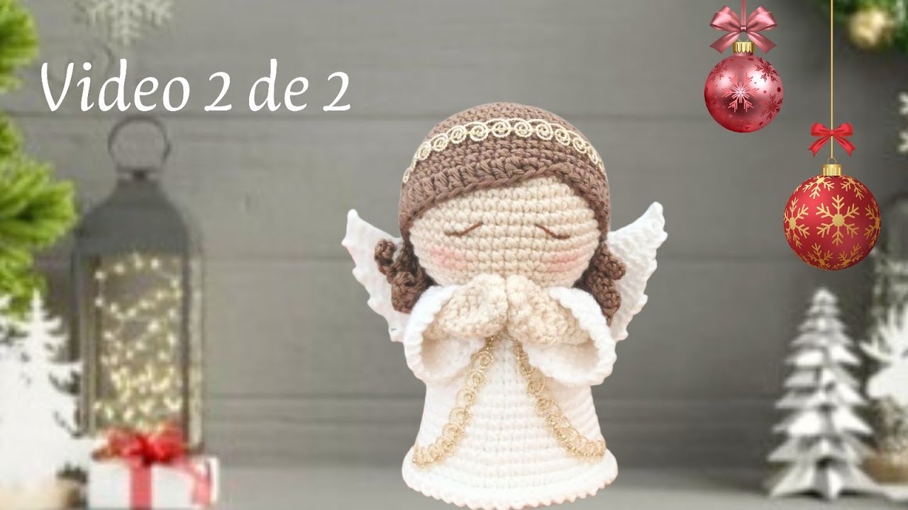 Tutorial de ángel tejido a crochet. Video 2 de 2