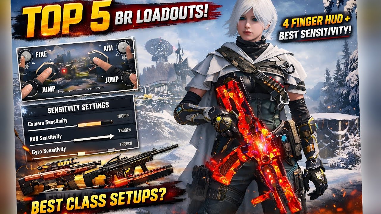 Top 5 BR Loadouts 📈 Best Pro Sensitivity Settings in CODM BR🔥✅ Best 4 Finger HUD Layout in CODM BR 😱