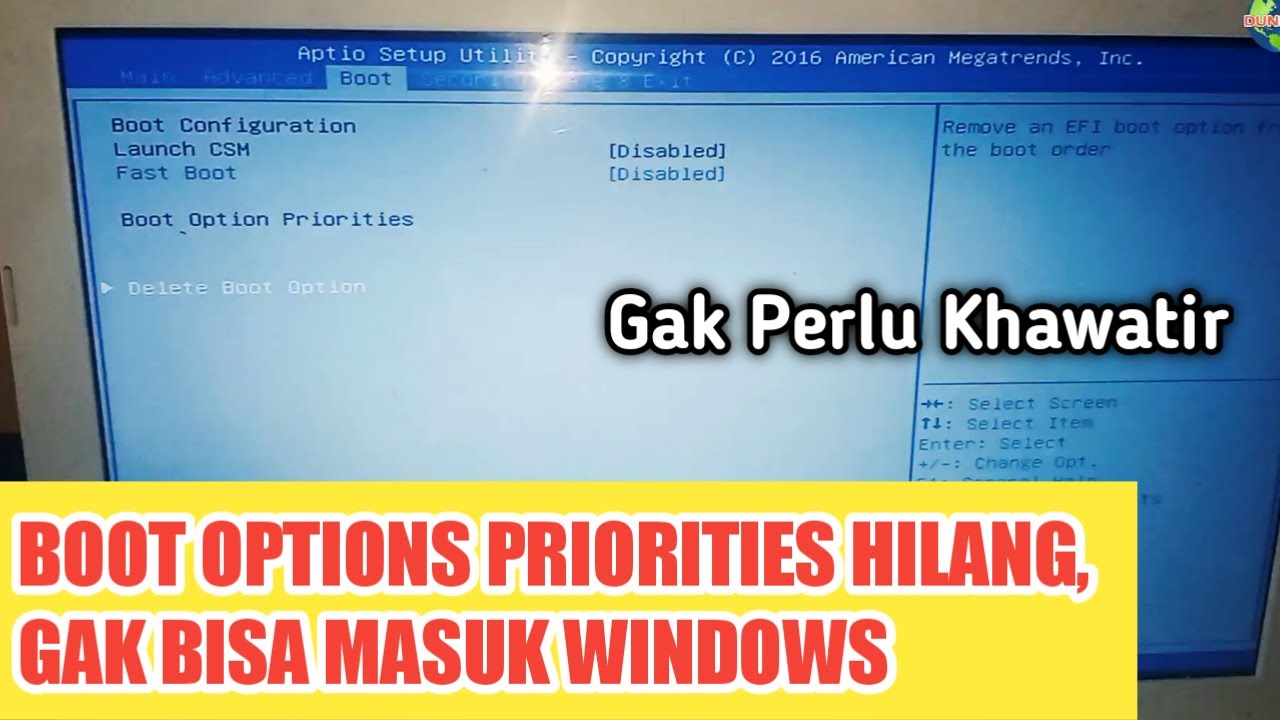 Cara Mengatasi Boot Options Yang Hilang Di Laptop ASUS! Tidak Bisa Masuk Windows | Dunia IT