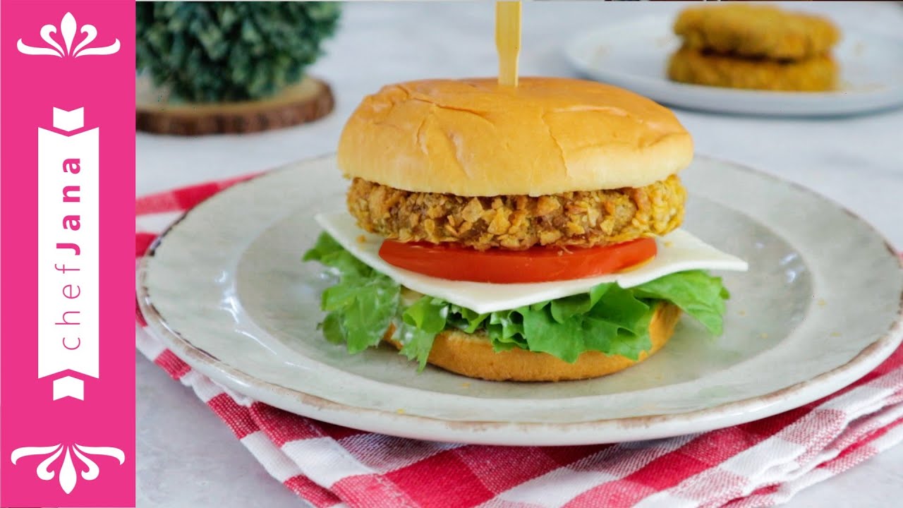Simple homemade 'no-chicken' burger - gluten-free and vegan!