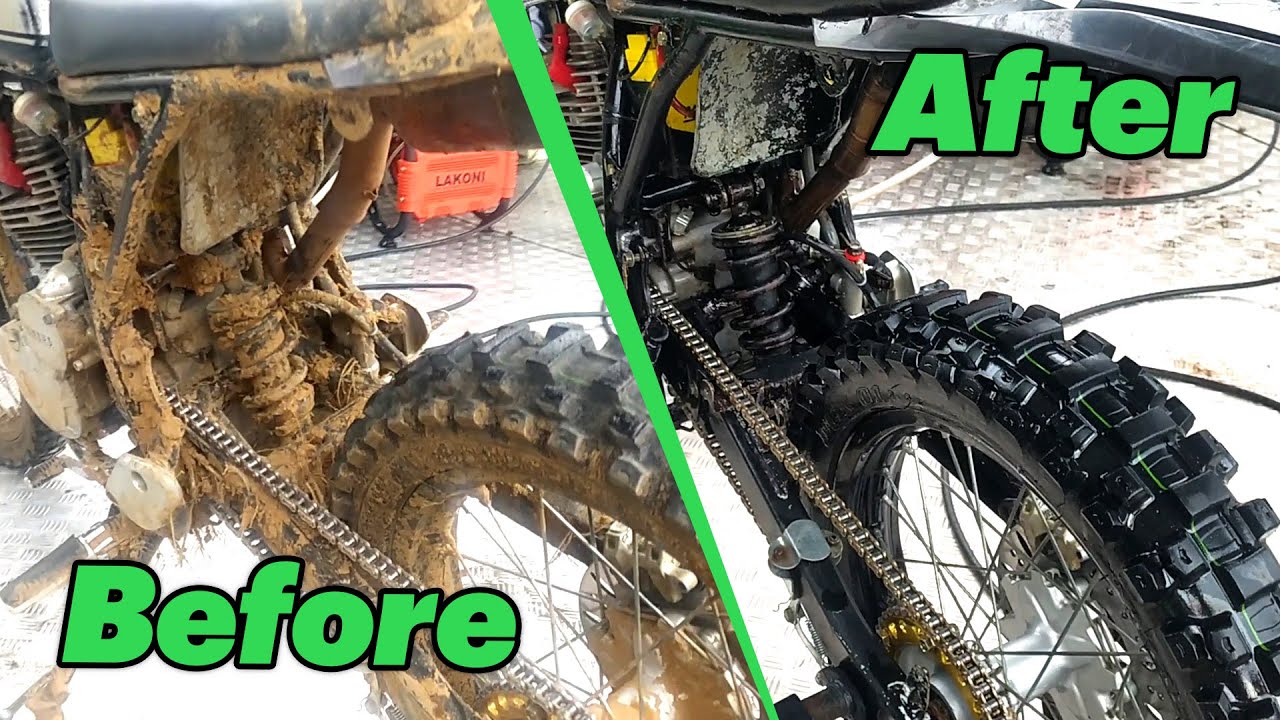 Cuci Motor Trail Tanpa Sentuh, Kotoran Super Tebal (Touchless Bikewash)