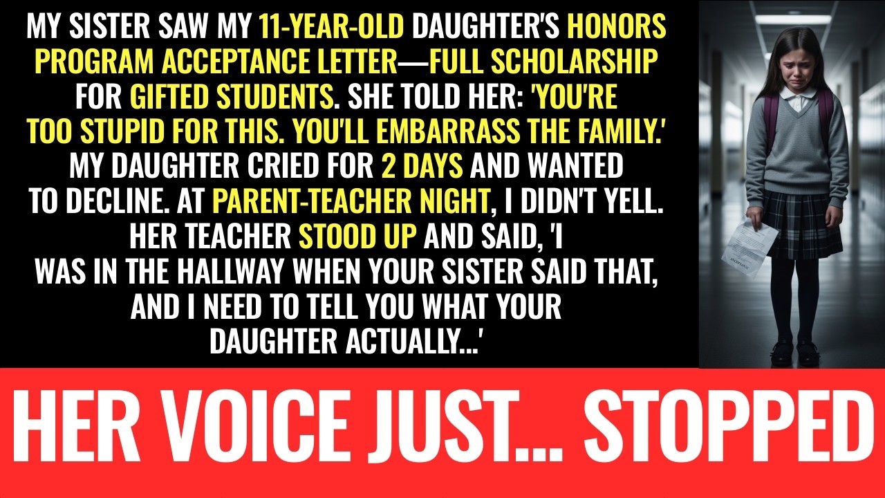 My sister told my 11-year-old she was 'TOO STUPID' for honors class—the teacher overheard