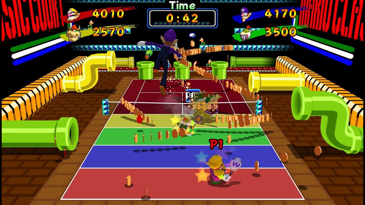 Mario Power Tennis: Coin Collectors 4 player Netplay 60fps