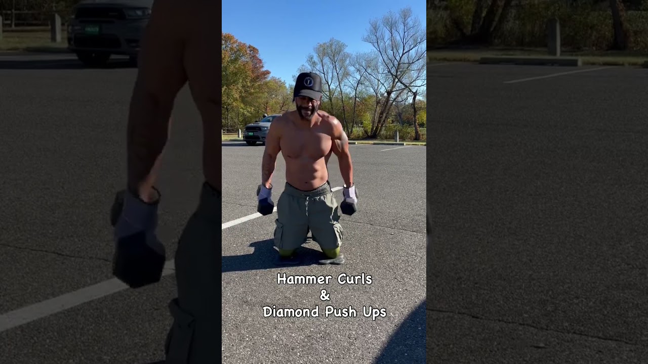 Hammer Curls Diamond Push Ups Routine. 