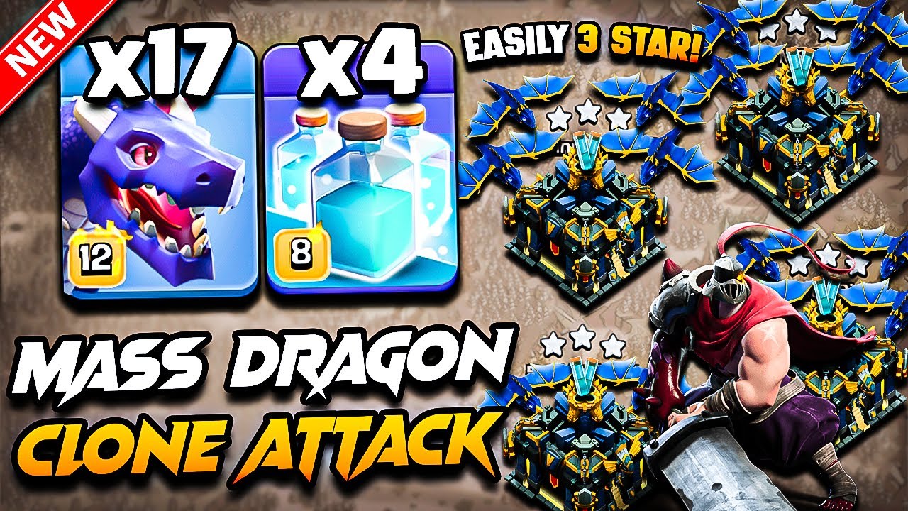 TH17 DRAGON Attack With CLONE | Best TH17 Attack Strategy With Dragon 2025 | Town Hall 17 DRAGON COC