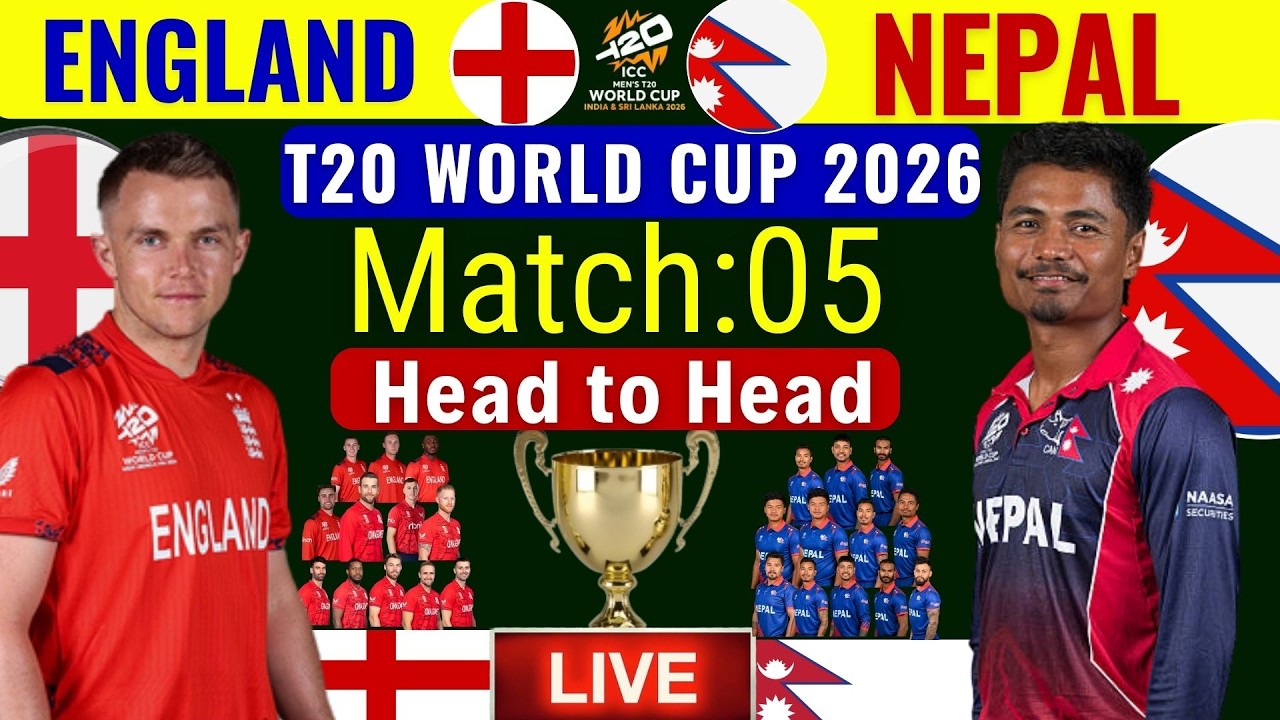 🔴Прямая трансляция: Матч 5 Англия &mdash; Непал | Чемпионат мира ICC T20 2026, матч 5 | Матч Англия &mdash; Н...