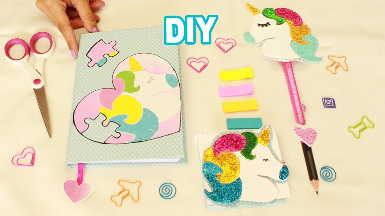DIY Material Escolar Unicórnio - VOLTE ÀS AULAS  Feat. DIY com Vivi