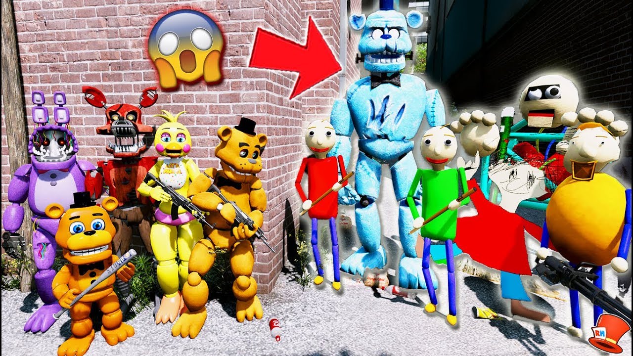 Can the Animatronics Beat All Baldi's Basics Characters & Ice DreadBear? (GTA 5 Mods FNAF RedHatter)
