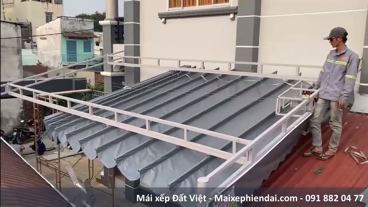 [THI CÔNG]Mái bạt kéo tự động - Mẫu mái che thông minh| Mái xếp Đất Việt