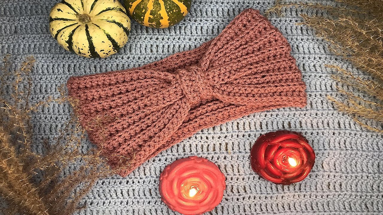 Jesienna opaska szydełkowa, easy headband crochet tutorial #305