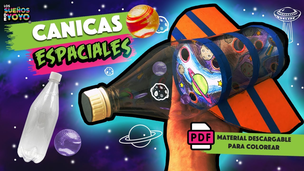 Laberinto de canicas hecho con una botella de refresco. Juguete reciclado. (Día del niño)