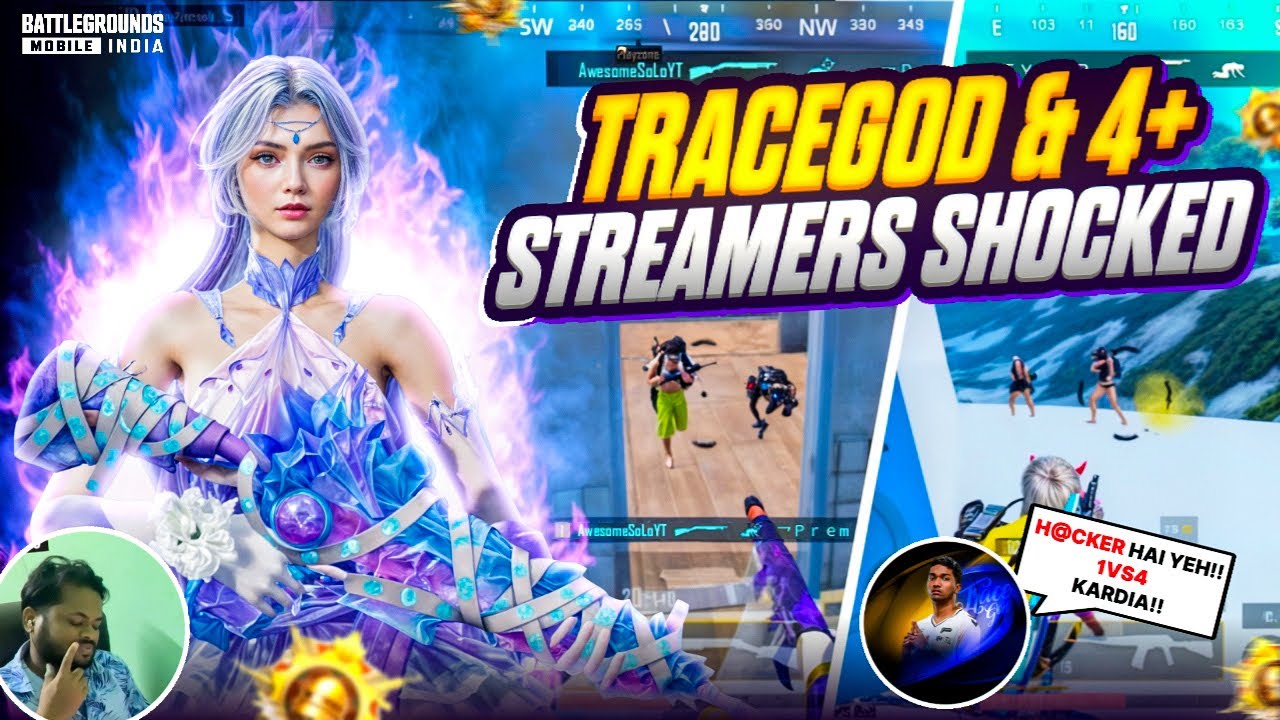 RNTX TraceGod & 4+ pro Streamers Shocked 💀|| Awesome-solo the Fastest 60 fps player 🔥