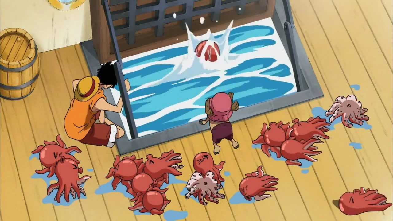 One Piece ITA - Scena divertente fra Rufy Chopper Usopp e i Polpi