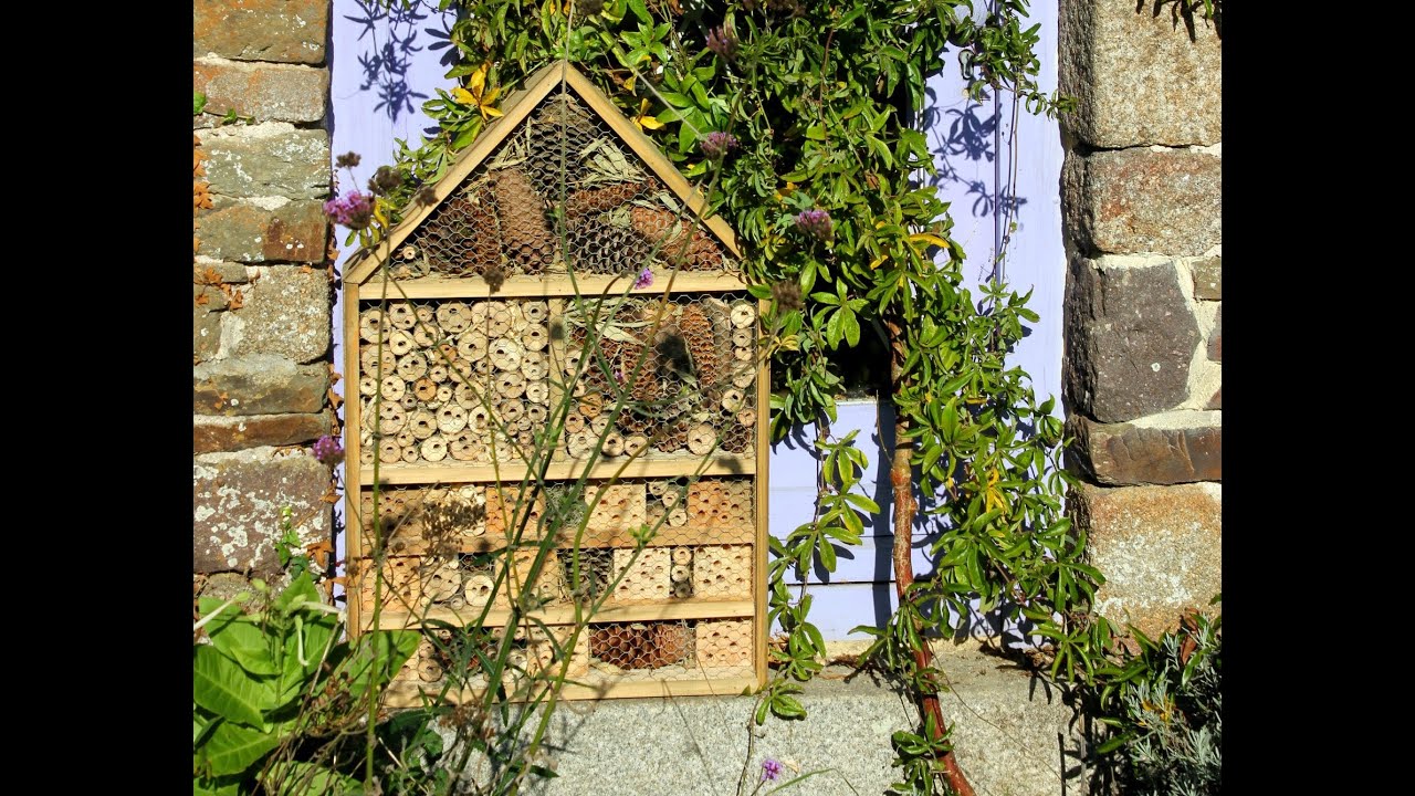 Home-made Deluxe Insect Hotel from repurposed wood. Hôtel à insectes - de luxe. Hotel de insectos.