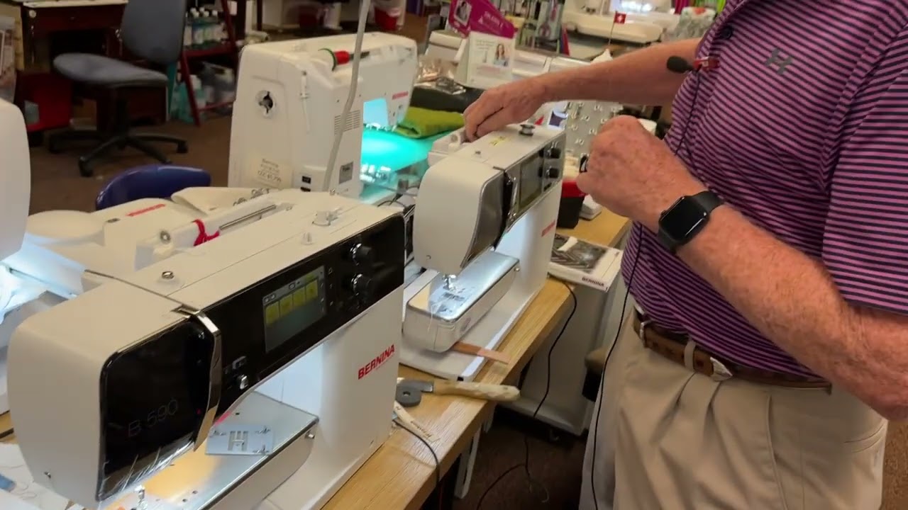 Bernina Jeff New thread guide for 5 & 4 series clips on keeps thread from jumping out of tension