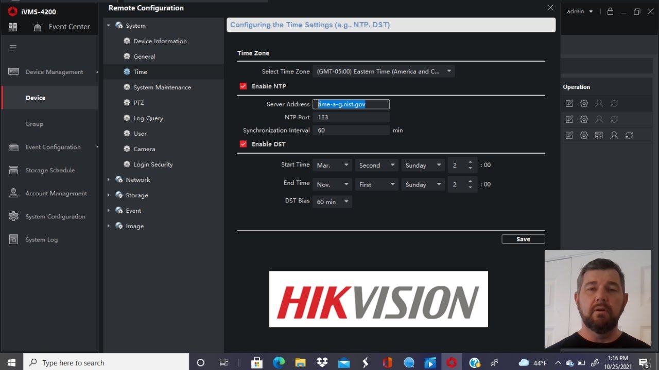 Connecting Hikvision NVR to a NTP Time Server