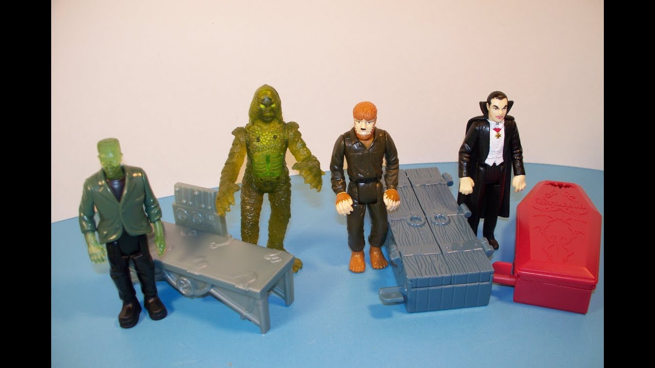 1997 BURGER KING UNIVERSAL STUDIOS MONSTERS SET OF 4 MINI FIGURES FULL COLLECTION VIDEO REVIEW
