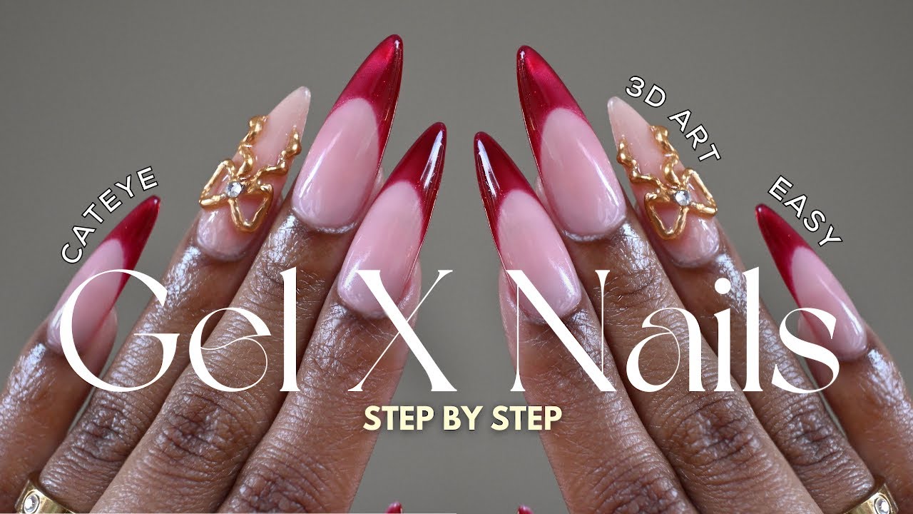 Step By Step How I Do Gel X Nails At Home! ✨Extensions + Beginner Nail Art | gel x nails tutorial
