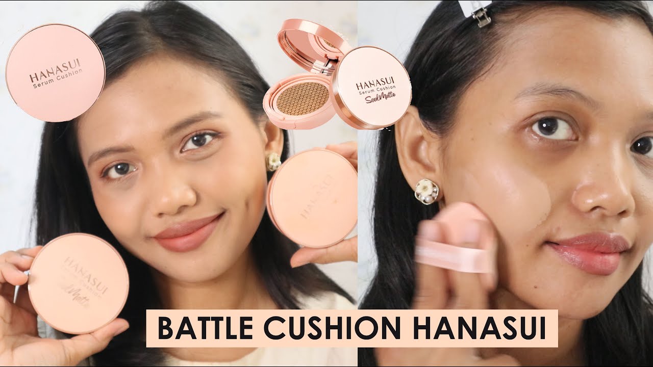 BATTLE CUSHION HANASUI SOULMATTE 102 NATURAL VS HANASUI SERUM CUSHION 03 MEDIUM di Kulit Sawo Matang