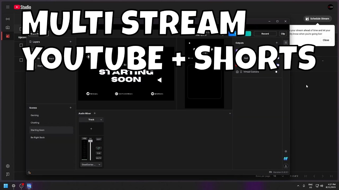 How to Multi Stream to YouTube and Shorts Using Meld Studio