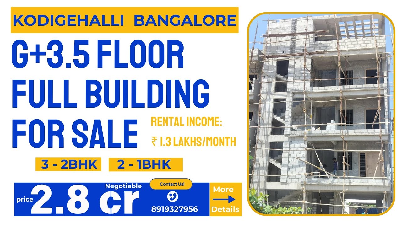 🏢 Full Building for Sale in Kodigehalli | ₹2.8 Cr | 1.3L Rent Income